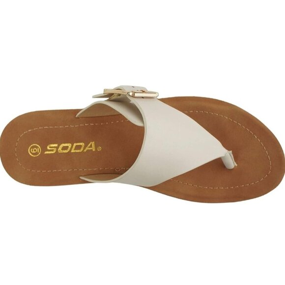 SODA / Suri-S / Leather / Slide / Sandals / With Buckle Detail & Comfort / Bone - Picture 4 of 9